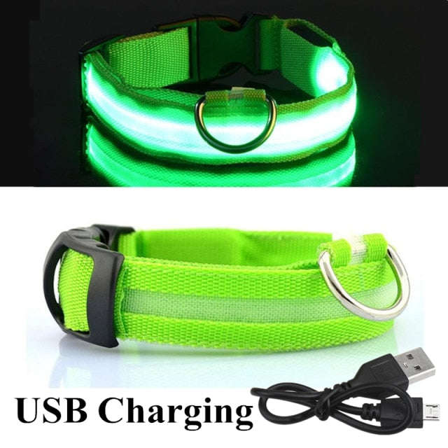 USB Rechargeable Pet Dog LED Glowing Collar Pet Luminous Flashing Necklace Outdoor Walking Dog Night Safety Supplies