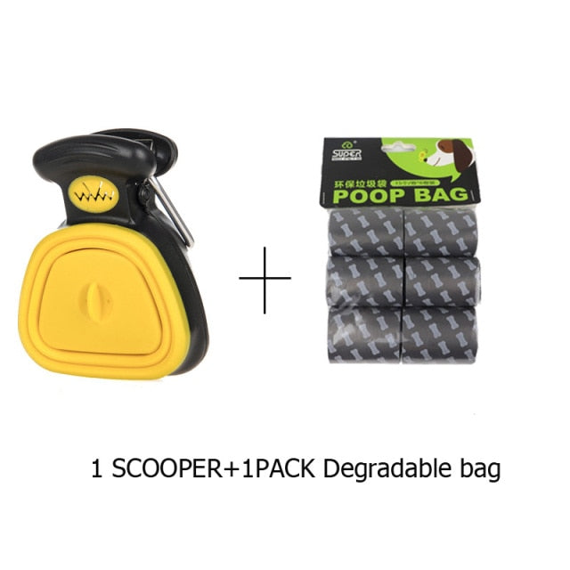 Dog Pet Shovel Travel Foldable Poop Collector with 1 Roll Decomposable Bags