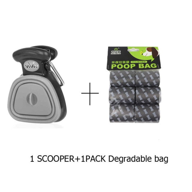 Dog Pet Shovel Travel Foldable Poop Collector with 1 Roll Decomposable Bags