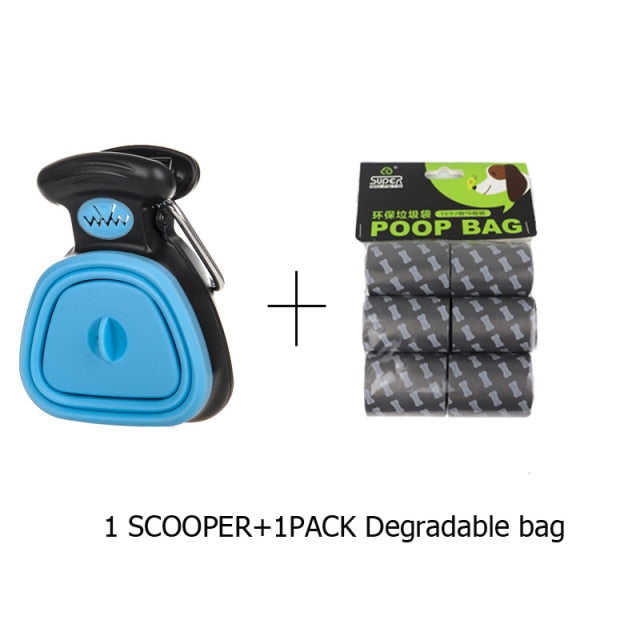 Dog Pet Shovel Travel Foldable Poop Collector with 1 Roll Decomposable Bags