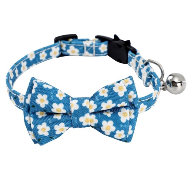 Safety Elastic Bowtie With Bell Small Dog or Cat Collar Soft Fruit Pattern