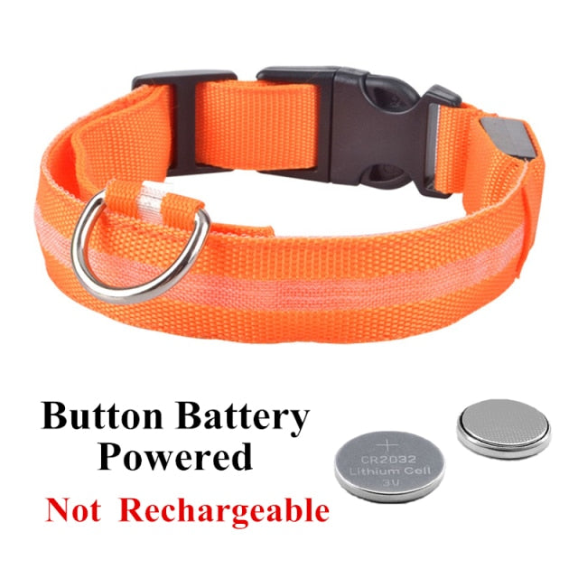 USB Rechargeable Pet Dog LED Glowing Collar Pet Luminous Flashing Necklace Outdoor Walking Dog Night Safety Supplies