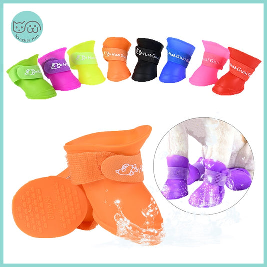 4pc/Set Dog Rain Shoes Anti Slip Waterproof Shoes For Small Large Dogs  S-XXL