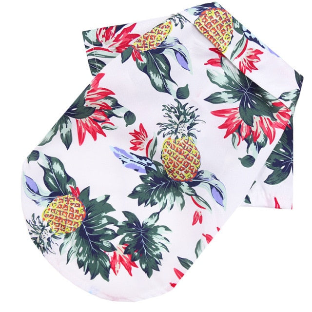 Dog dog clothes small big dogs beach pineapple coconut tree shirt Hawaiian pet Blue Cat spring and summer supplies