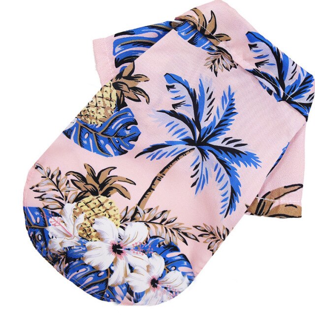 Dog dog clothes small big dogs beach pineapple coconut tree shirt Hawaiian pet Blue Cat spring and summer supplies