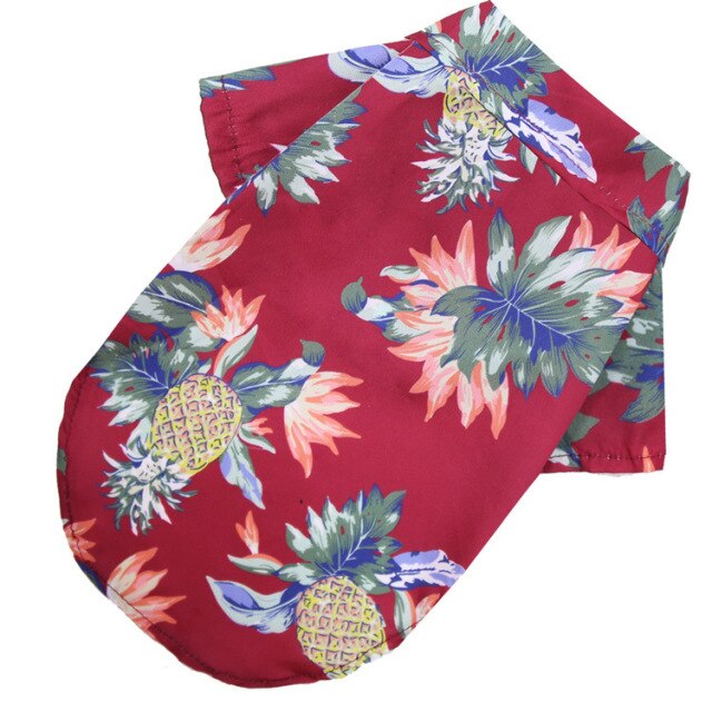 Dog dog clothes small big dogs beach pineapple coconut tree shirt Hawaiian pet Blue Cat spring and summer supplies