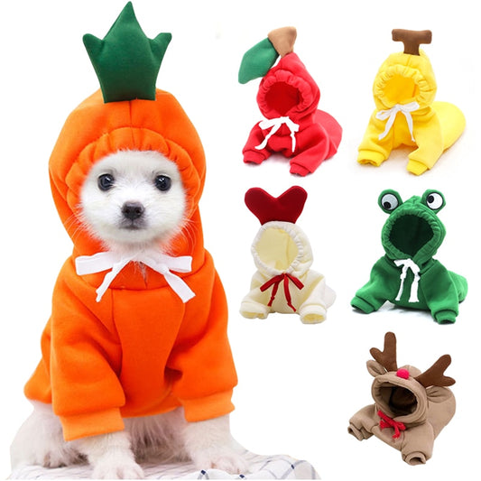 Warm Dog Winter Clothes Cute Fruit Dog Coat Hoodies Fleece Pet Dogs Costume