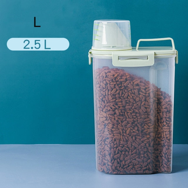 SHUANGMAO Dog/ Cat Dry Food Storage Container 12.5L Moisture Proof Seal With Measuring Cup