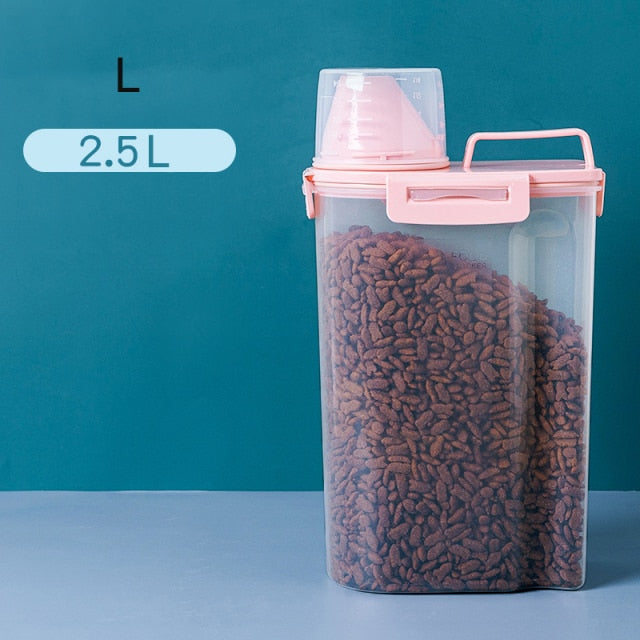 SHUANGMAO Dog/ Cat Dry Food Storage Container 12.5L Moisture Proof Seal With Measuring Cup