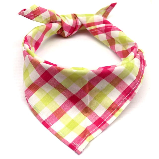 1 pc Dog scarf Plaid Style Cotton Washable Bandana