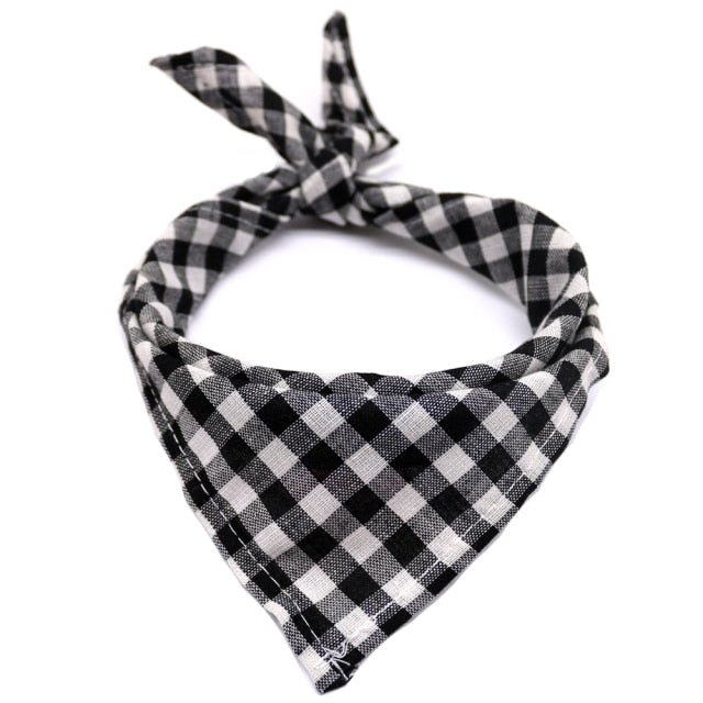 1 pc Dog scarf Plaid Style Cotton Washable Bandana