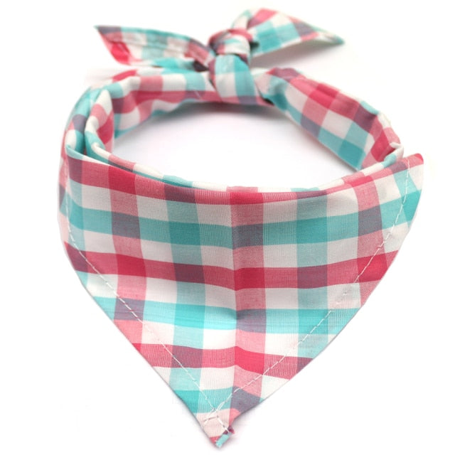 1 pc Dog scarf Plaid Style Cotton Washable Bandana