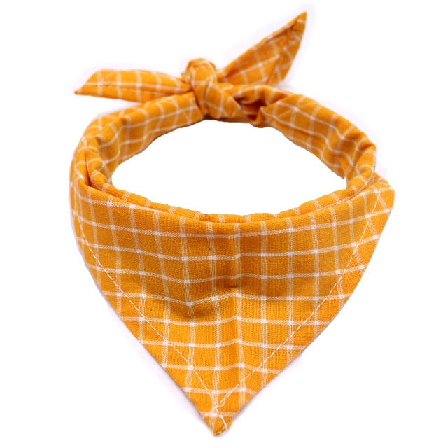 1 pc Dog scarf Plaid Style Cotton Washable Bandana