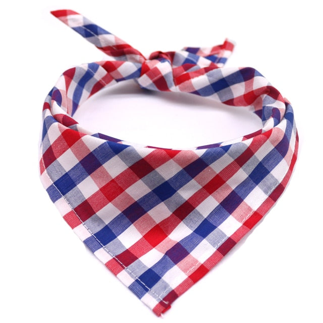 1 pc Dog scarf Plaid Style Cotton Washable Bandana