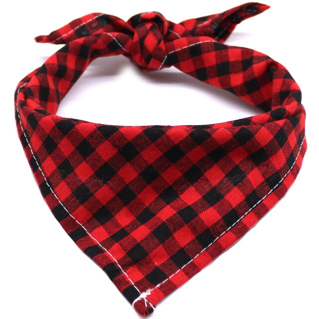 1 pc Dog scarf Plaid Style Cotton Washable Bandana