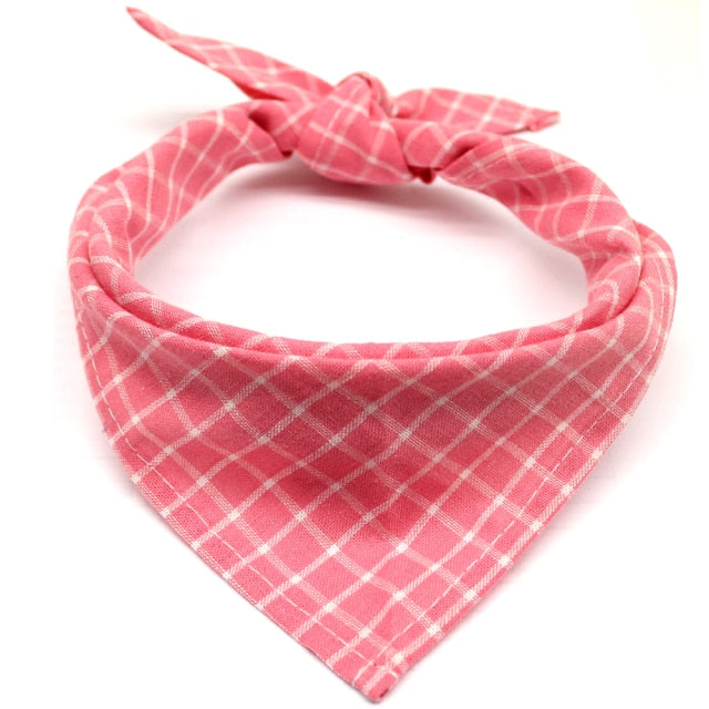 1 pc Dog scarf Plaid Style Cotton Washable Bandana