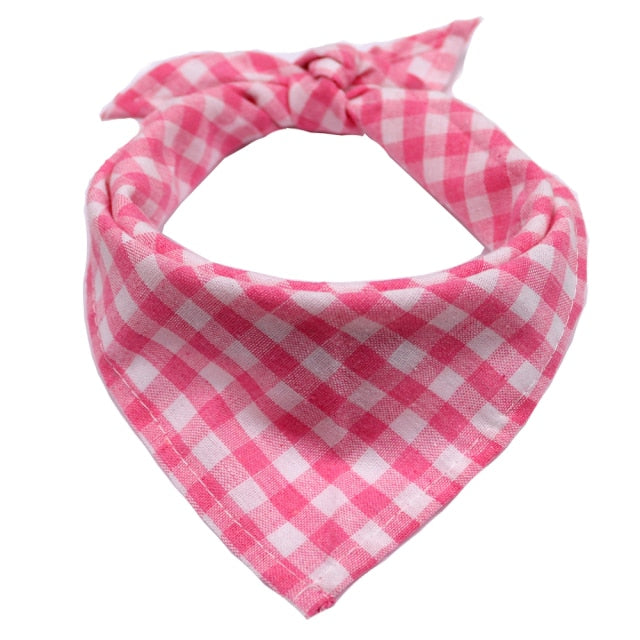 1 pc Dog scarf Plaid Style Cotton Washable Bandana